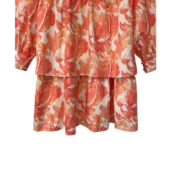 Beulah Style Tropical Floral Double Front Knot Mini Dress Small Tiered Flirty - Picture 8 of 12